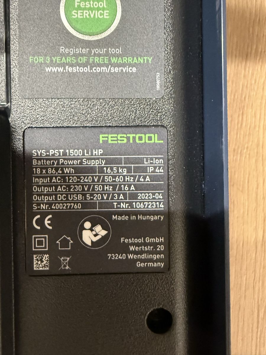 Festool Batterie: PowerStation SYS-PST 1500 Li HP – Usato da Brittnau venduto da Bella0301 2