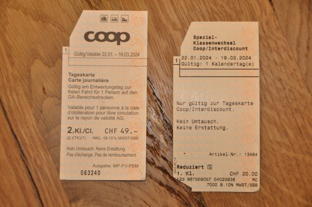 SBB Tageskarte COOP 2 Kl Inkl Klassenwechsel Kaufen Auf Ricardo   Sbb Tageskarte Coop 2 Kl Inkl Klassenwechsel