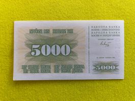 ***YELLOW - Bosnien und Herzegowina 1993 - 5000 Dinara aUNC