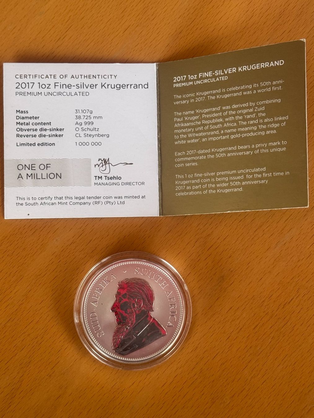 Alle Münzen: Silber Krügerrand 1oz 2017 - 50th Anniversary – Neu und originalverpackt aus Birsfelden von Berg41_7 3
