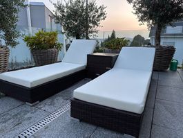 Garten Liegestühle Set, Polyrattan braun, Top Zustand!