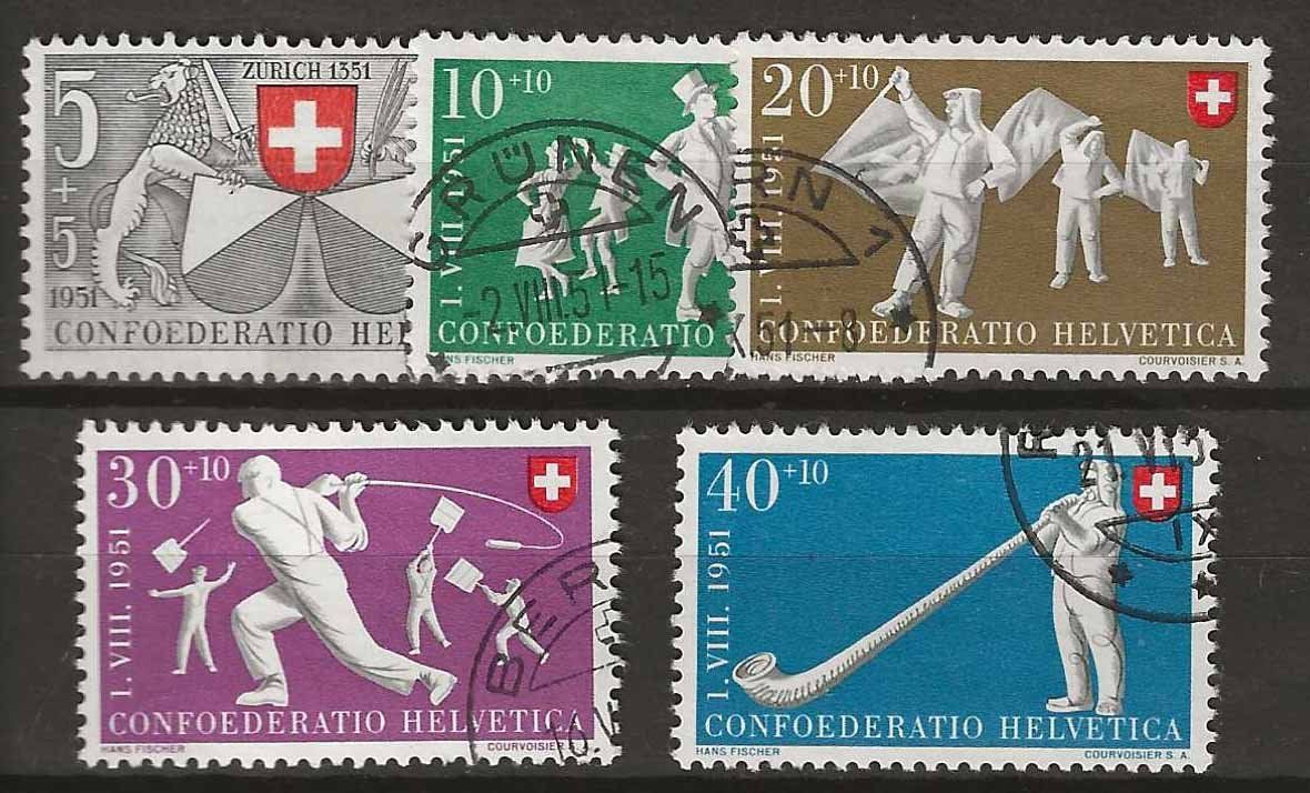 Tutti i francobolli: PP051 - Pro Patria 1951 obl. – Usato da Trélex venduto da Phil_Albert