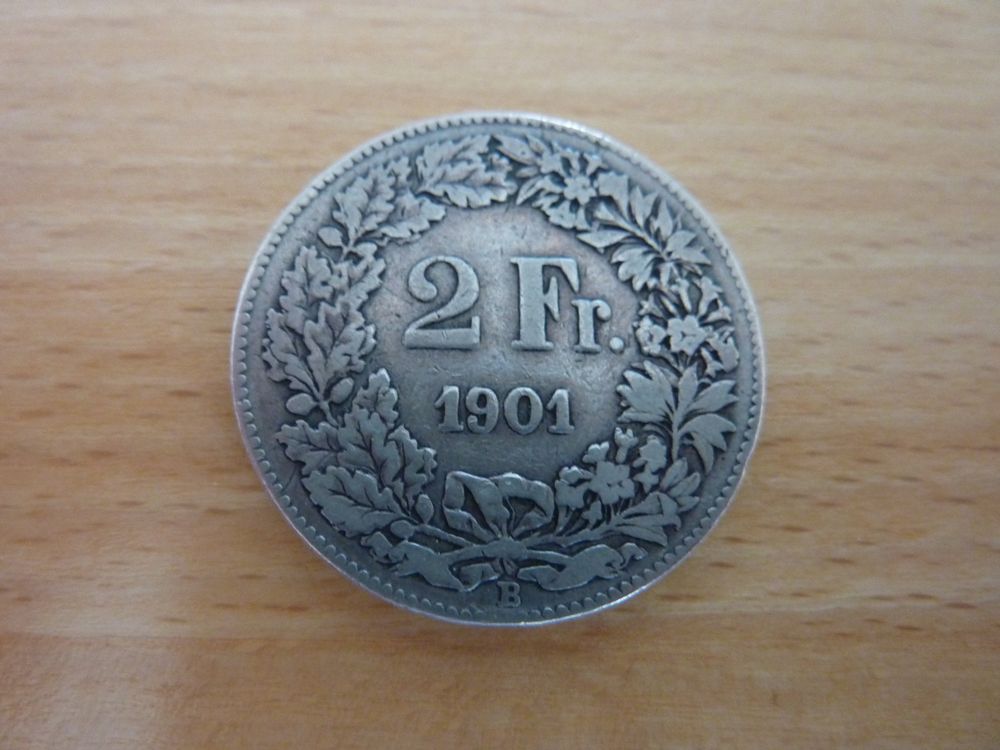 Tutti le monete: 1901  2 Fr. Silbermünze,  Fr. 110.-- – Usato da Zürich venduto da Aetna14 1