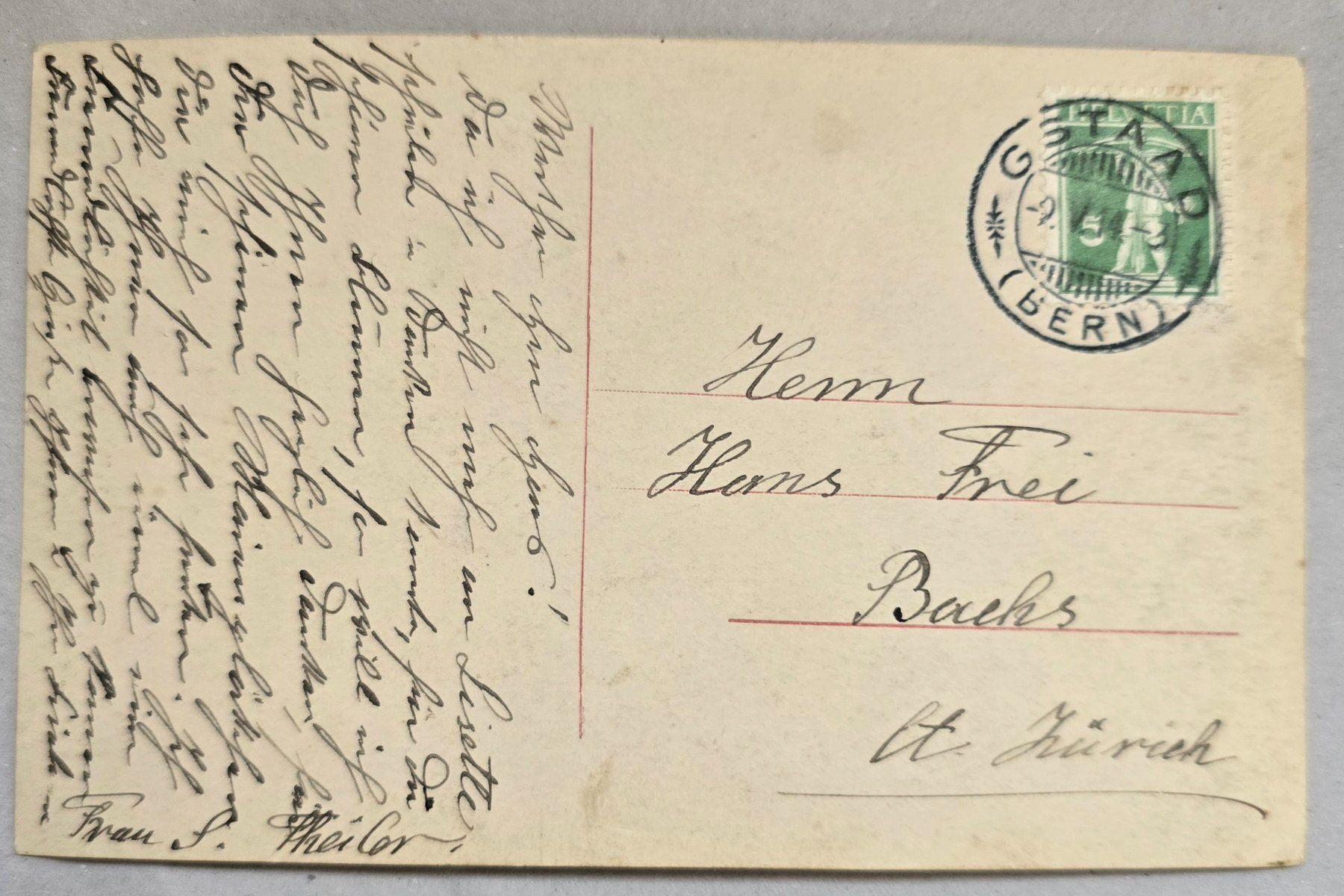 Cartoline postali: AK Gstaad Saanen Gessenay 1914 – Usato da Rheinau venduto da MakalekaAloha 3