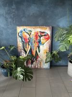 Large Elephant Painting Colorful Abstract Art Canvas
