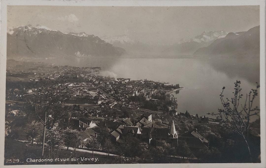 Cartoline postali: CHARDONNE et vue sur Vevey - 1927 – Usato da Delémont venduto da Domdom1