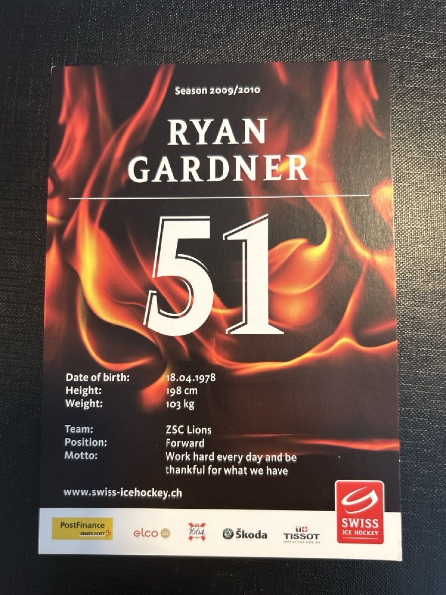 Autogramme: Ryan Gardner Autogrammkarte Saison 2009/2010 Nati – Gebraucht aus Langnau im Emmental von Iriss 1