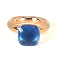 Bague acier rose "Qudo" pierres synth.- bleu foncé - T.52