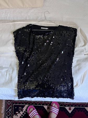 Top paillettes black nero KOOKAI