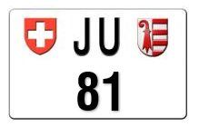 Insegne: Plaque moto JU 81 – Nuovo e nell'imballaggio originale da Delémont venduto da OVJ