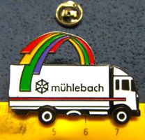 LASTWAFEN LKW TRUCK MÜHLEBACH MIT REGENBOGEN PIN GEPRÄGT