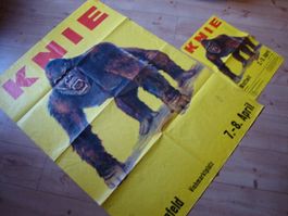 Jahr 1961 CIRKUS KNIE Gorilla Gross- Plakat 128x90 + Hänger
