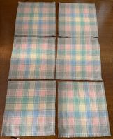 6 Stoffservietten kariert Pastellfarben Leinen