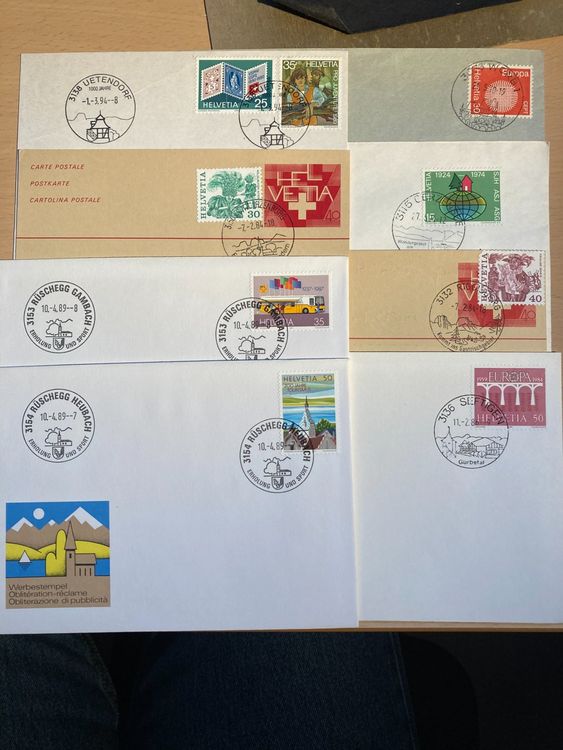 Schweiz Brief Lot 8 Briefe mit Werbestempel PLZ 3076-3154 1