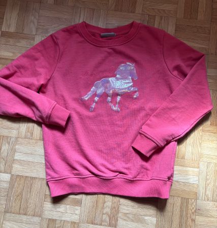 Pinker Mädchen Pullover mit Islandpferd 146/152