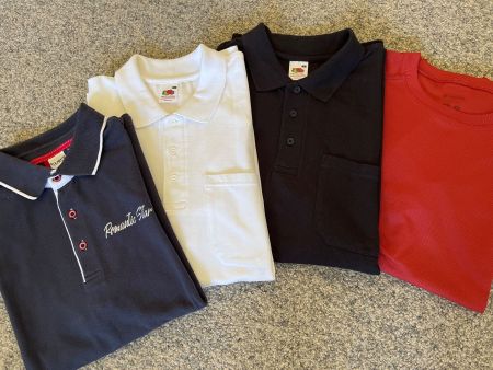 4 Sommershirts, dunkelblau, weiss, schwarz, rost, Gr.L Men