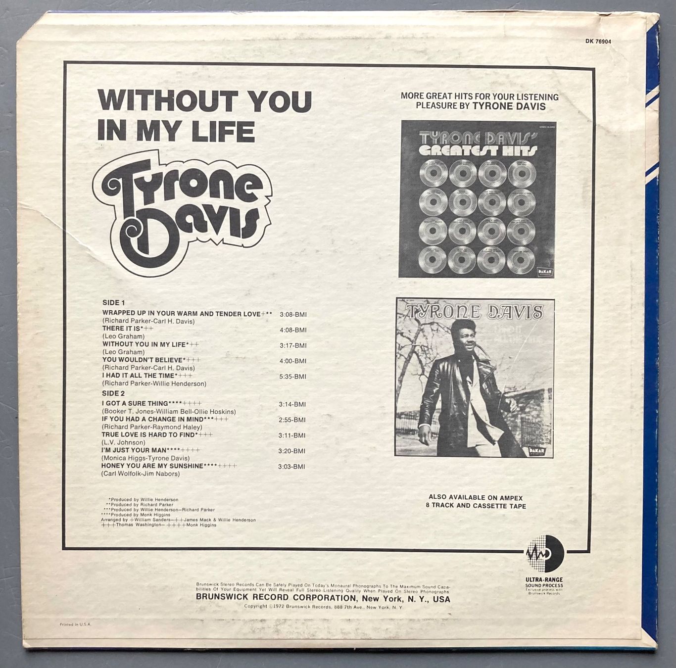 Schallplatten: TYRONE DAVIS - WITHOUT YOU IN MY LIFE – Gebraucht aus Poliez-Pittet von Newtown-Records 1