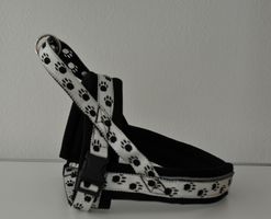 Hundegeschirr Norweger L Weisses Nylon mit schwarzen Pfoten