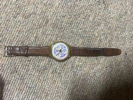 Swatch Armbanduhr Chronograph Vintage, Lederband