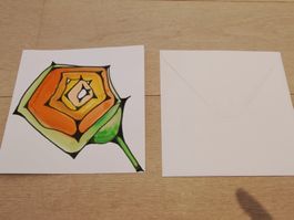 Handgemachte Bei mir Karte mit Umschlag - 15 cm X 15 cm.