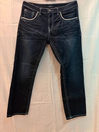 SMOG Jeans dunkel, Gr. 34/32, gerader Schnitt