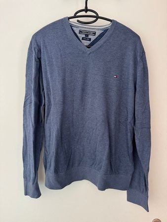 Pull Tommy Hilfiger bleu chiné, Taille L - Parfait!