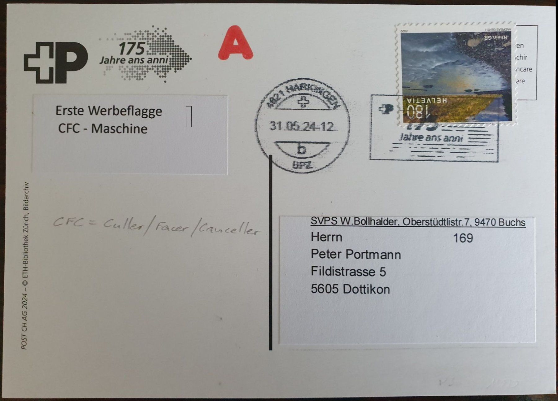 Tutti i francobolli: Postautomation: Erste CFC-Werbeflagge der schweizer Post – Usato da Fislisbach venduto da Zigzag12