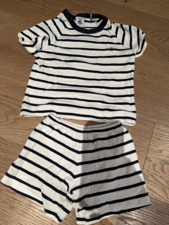 Petit Bateau Kurzarm Pyjama gestreift 86/ 2 ans, Top!
