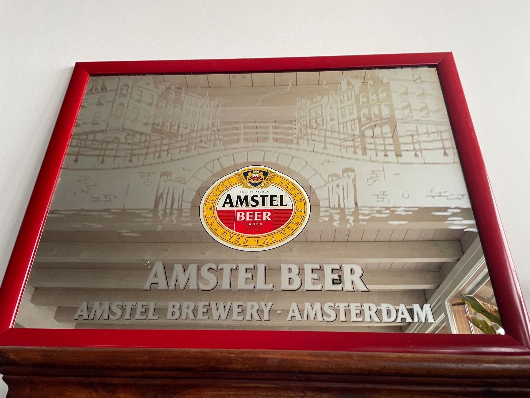 Spiegel: Ancien Miroir Publicitaire Amstel Beer – Gebraucht aus Vallamand von Bricbracbroc82