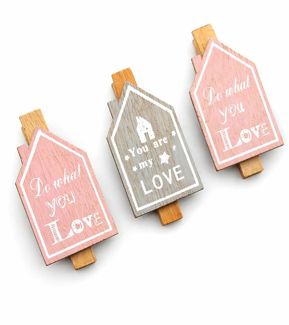 Tutte le decorazioni: 4x Holzklammern Hausform – Nuovo e nell'imballaggio originale da Fully venduto da VaneaSelection 4
