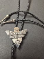 17) Bolo-Tie Westernkrawatte Totenkopffalter Silber Neu