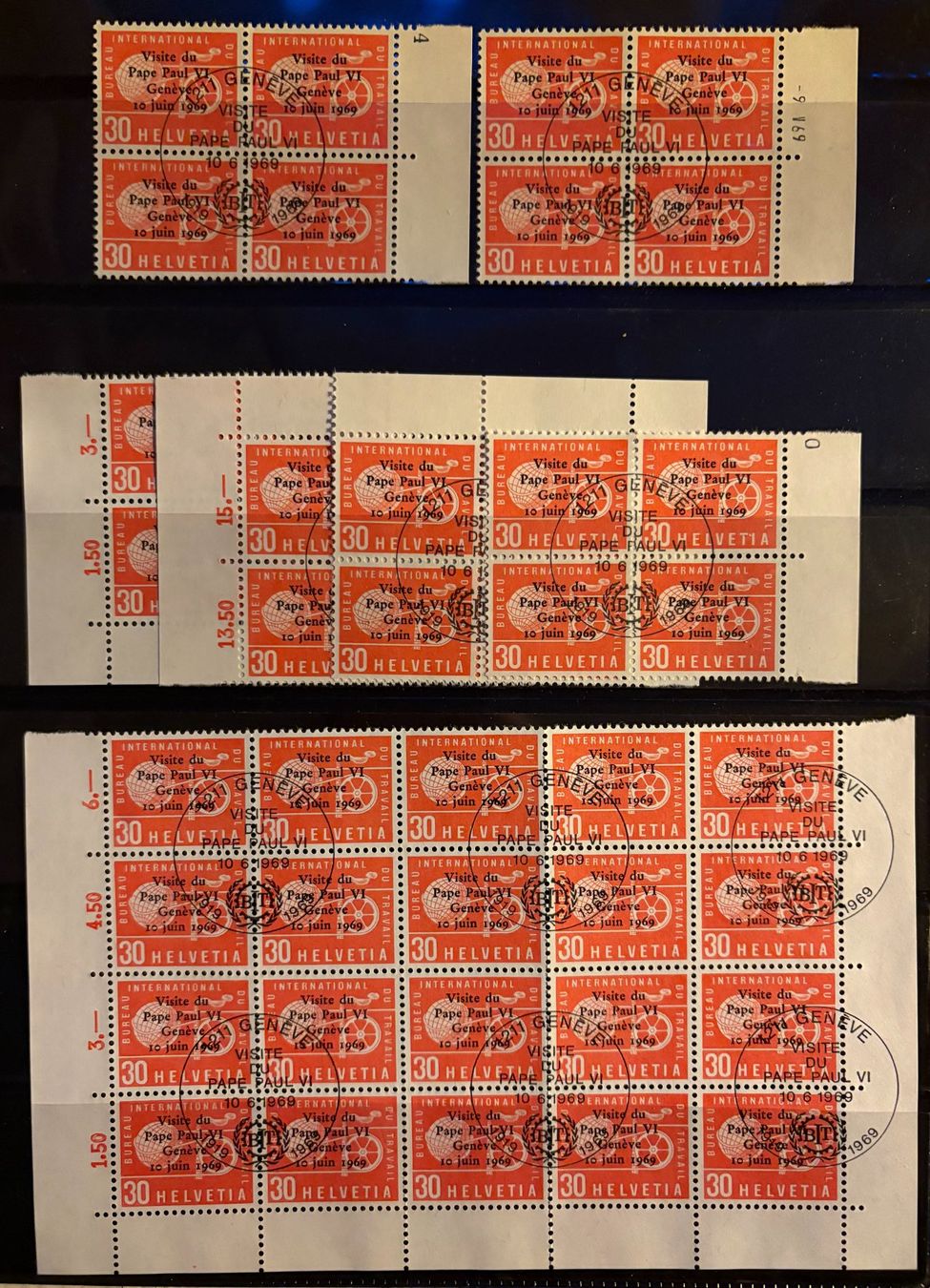 Alle Briefmarken: LOT BLOCKS PAPST PAUL VI GENF 1969 – Gebraucht aus Ostermundigen von crazy-horse-1840