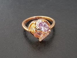 Ring mit Zirkonia, vergoldet 585, 2.6g, size 8 (57)