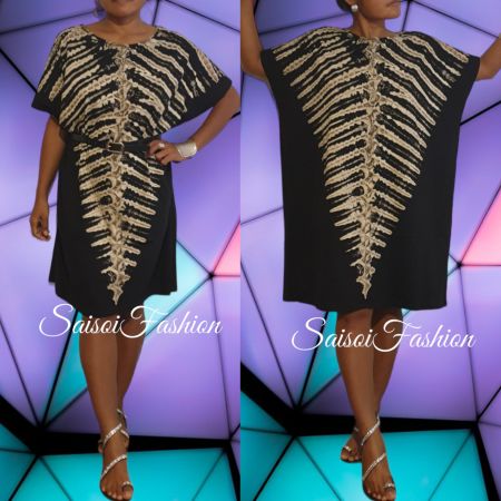Sommer Black Batik  Handmade Tunika Kleid 100%cotton S-XXL