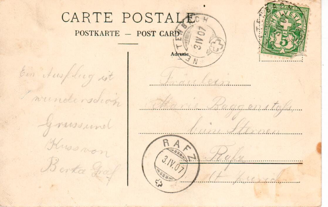 Cartoline postali: Neftenbach - Schloss Wart 1907 – Usato da Wolhusen venduto da Curver9 1