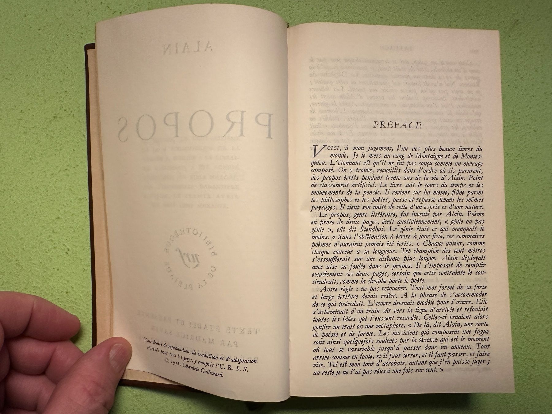 Libri: Alain: Propos. – Usato da Zürich venduto da allp 3