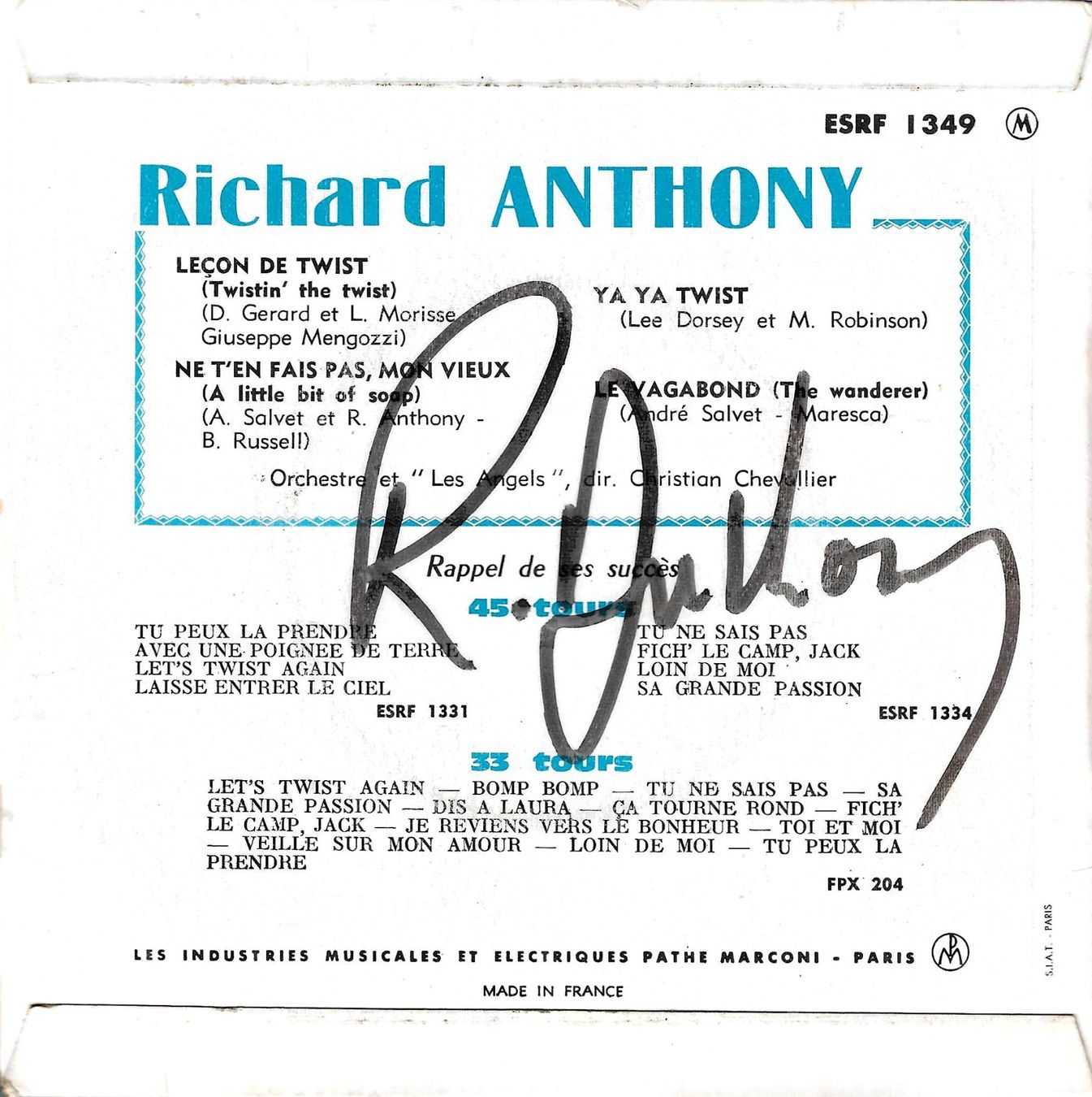 Schallplatten: Richard Anthony  EP - La leçon de Twist – Gebraucht aus Savagnier von Ne2065 1