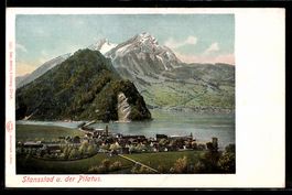 AK Stansstad, Ortsansicht mit Pilatus