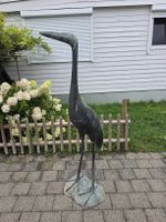 Bronze Vogel Skulptur Reiher mit Signatur Uli Schoop