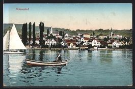 AK Männedorf, Teilansicht mit Booten