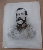 Rare 19thC Military Portrait Photo-Transfer on Large Marble