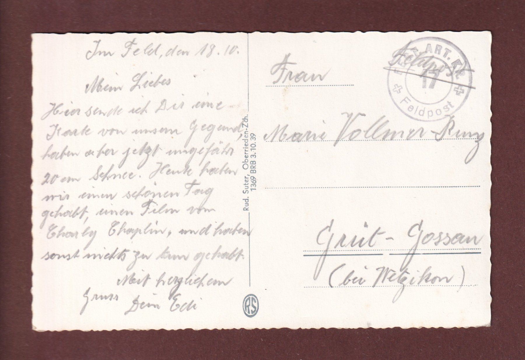 Cartoline postali: GOTTHARD-HOSPIZ - Feldpost – Usato da Pully venduto da nicecards 1