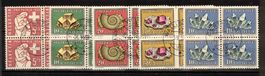 1958 Pro Patria Serie im 4er-Block Nr. B86-B90 mit Zentrum-ʘ