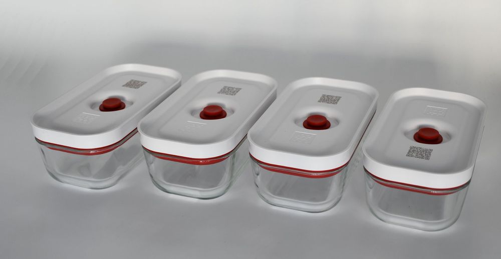 ZWILLING Fresh & Save Vakuumbox Glas 350ml - Rot Für Langes Frischhalten