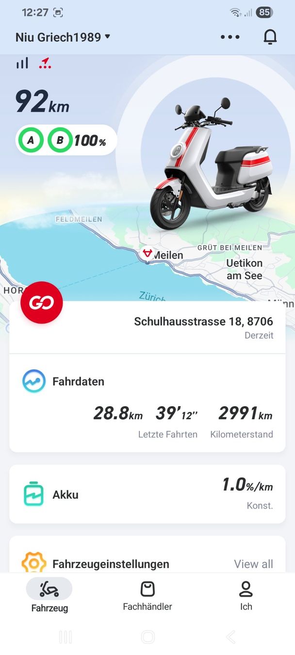 Scooter: NIU NQi GTS Elektroroller mit Topcase – Usato da Stäfa venduto da kal_gr7f 2