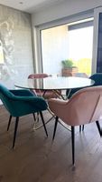 4x Esszimmer Stühle (Rosa & Grün), ohne Tisch