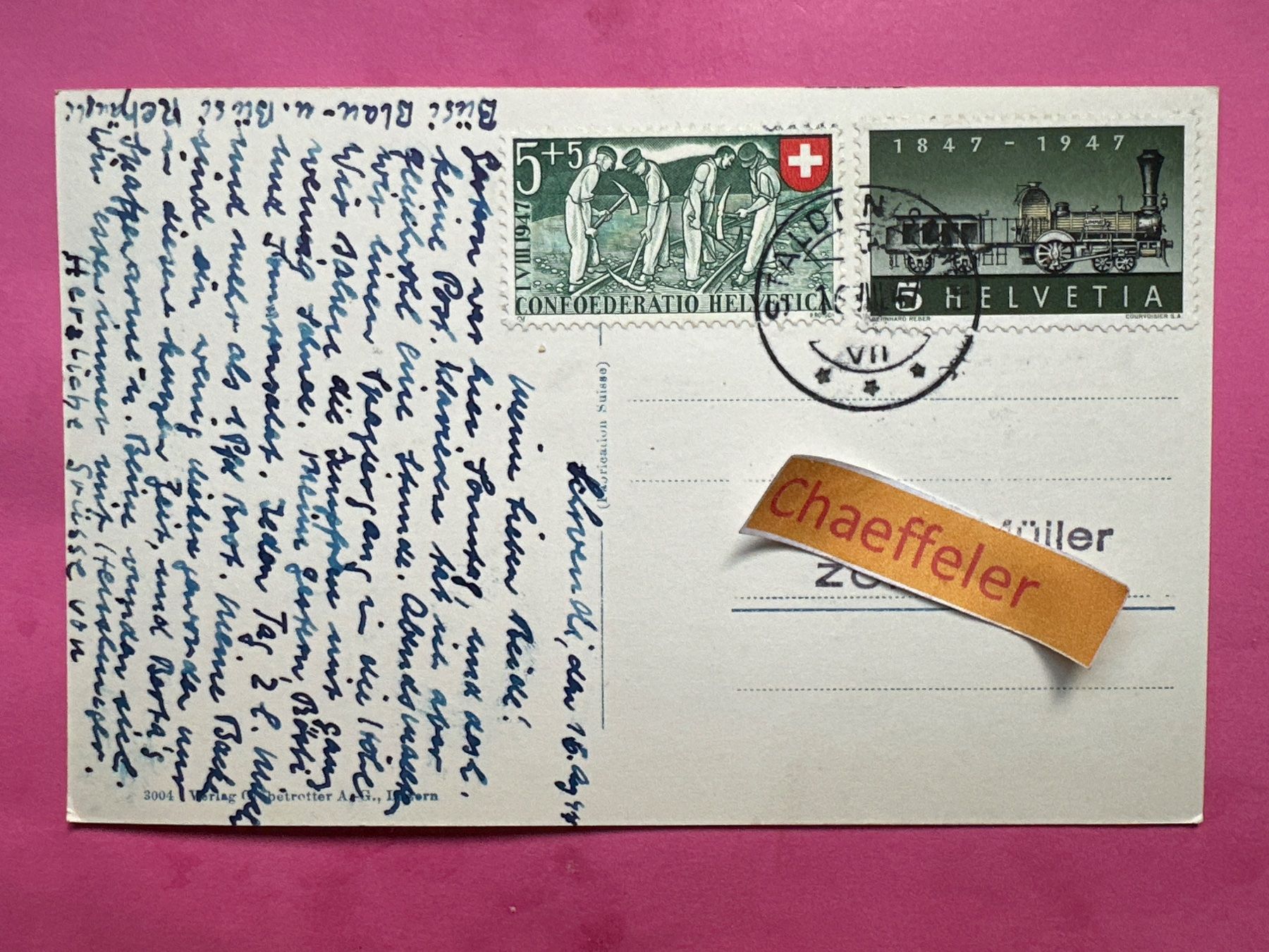 Cartoline postali: 1944 Zofingen – Usato da Zürich venduto da Chaeffeler 1