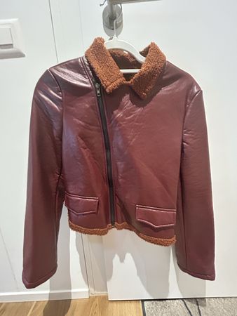 Kunstlederjacke Bordeauxrot Gr. XS neuwertig❤️🤎