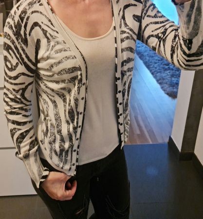 Zebra Cardigan Seide Kaschmir Gr. S/M Herbst Style