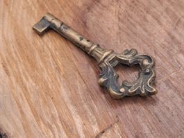1 Möbel Hohl Schlüssel, 7.4cm, Messing alt (3917#MBS3)